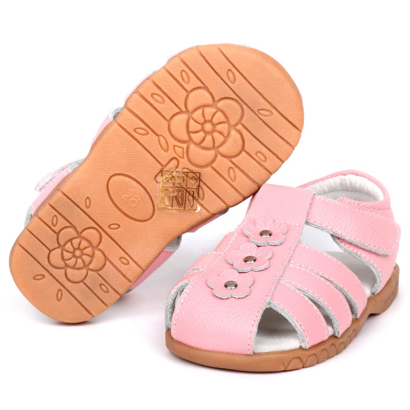 Femizee Girls Casual Leather Closed Toe Flower Princess Dress Sandal(Toddler/Little Kid) Size 6.5 Toddler,Pink,1508 CN24 - Image 5